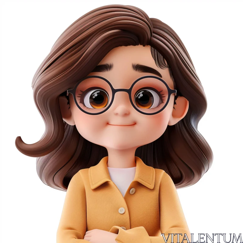 Cute Anime Girl with Glasses