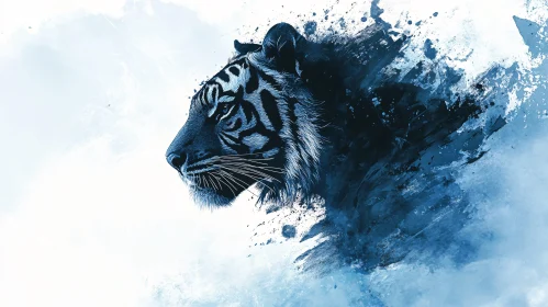 Abstract Blue Tiger Art