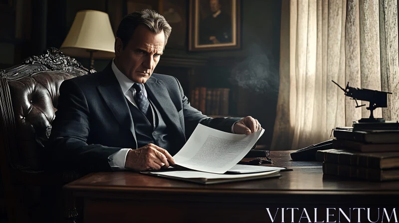 Focused Businessman in Luxurious Office