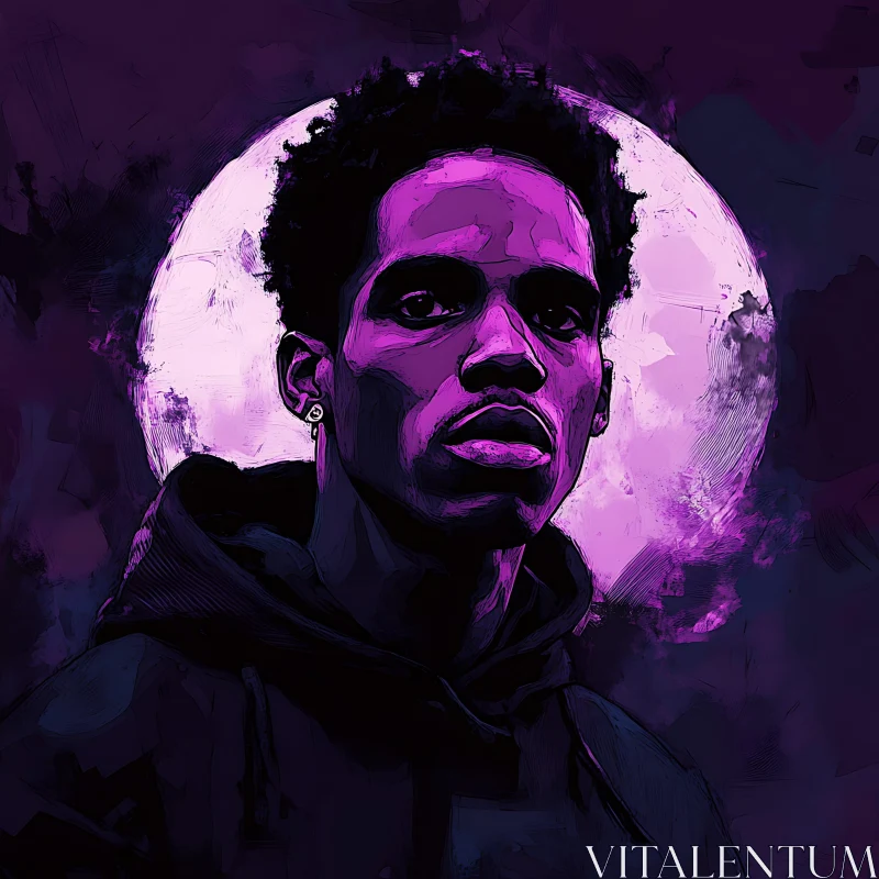 Moonlit Digital Art Portrait in Purple