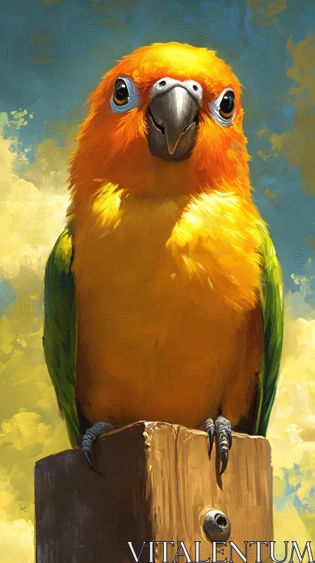 AI ART Colorful Parrot on Display