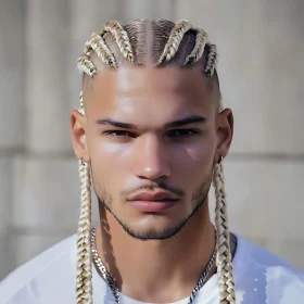 Blonde Braids Fashion Portrait