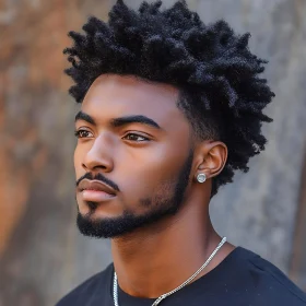 Focused Man with Beard and Natural Hairstyle
