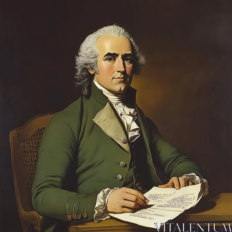 Elegant Historical Male Portrait with Quill