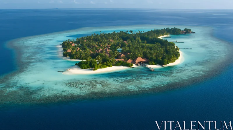 Serene Tropical Island Aerial Shot
