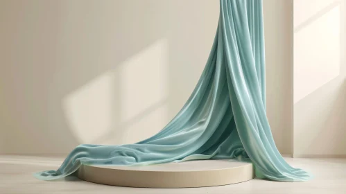 Teal Fabric Drapery in Minimalist Setting