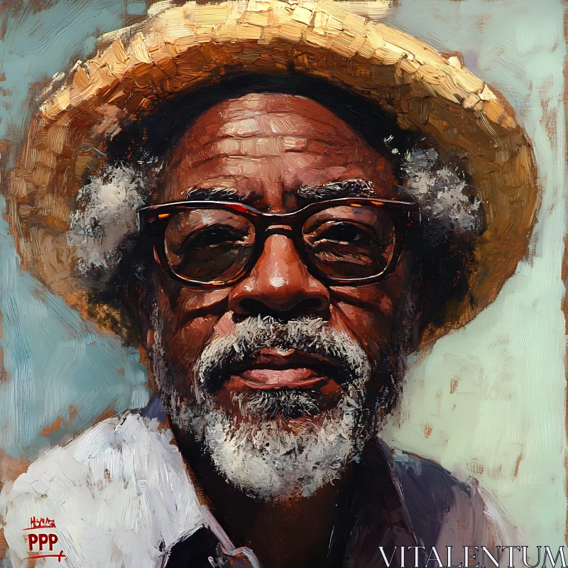 Portrait of Elderly Man in Straw Hat