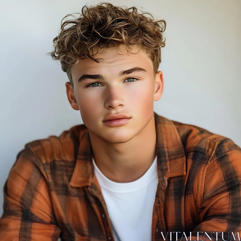 Young Man in Plaid Shirt