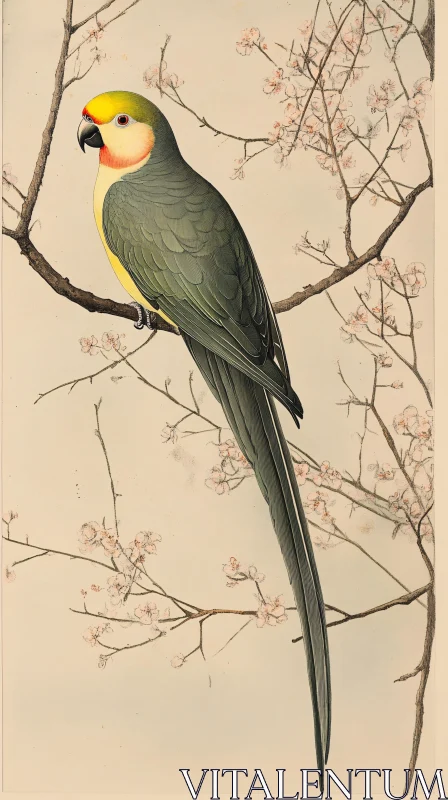 Parrot Amidst Cherry Blossoms