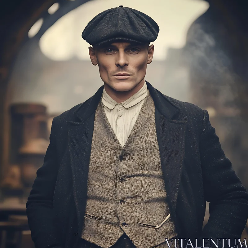 Vintage Man in Industrial Setting