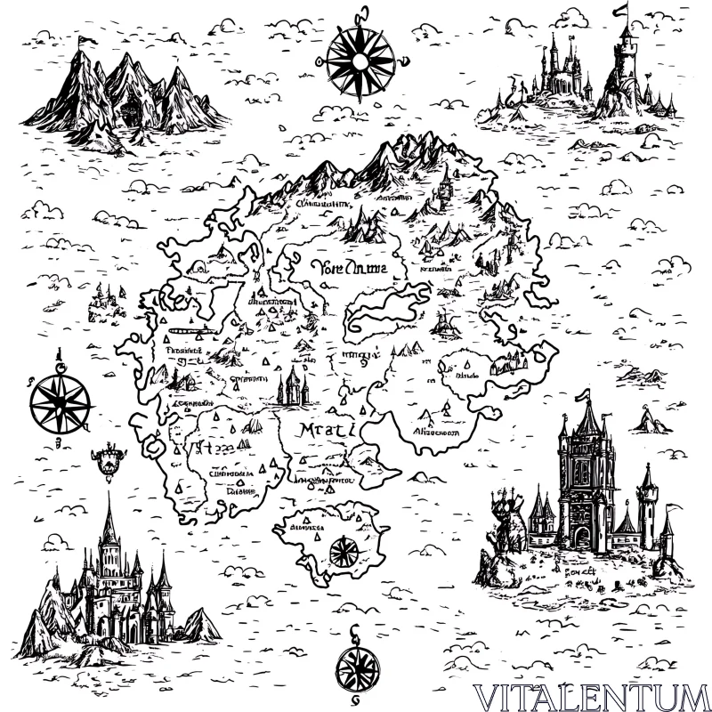 Fantasy Map with Ancient Landmarks