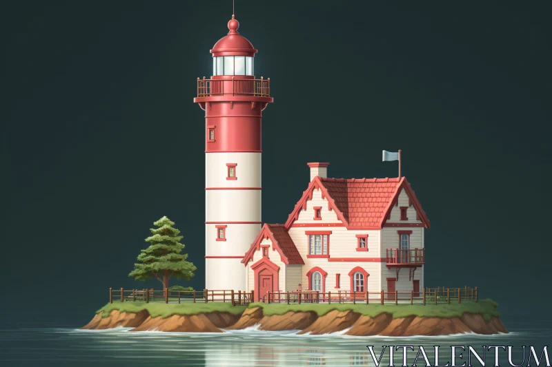 AI ART Idyllic Coastal Lighthouse Setting