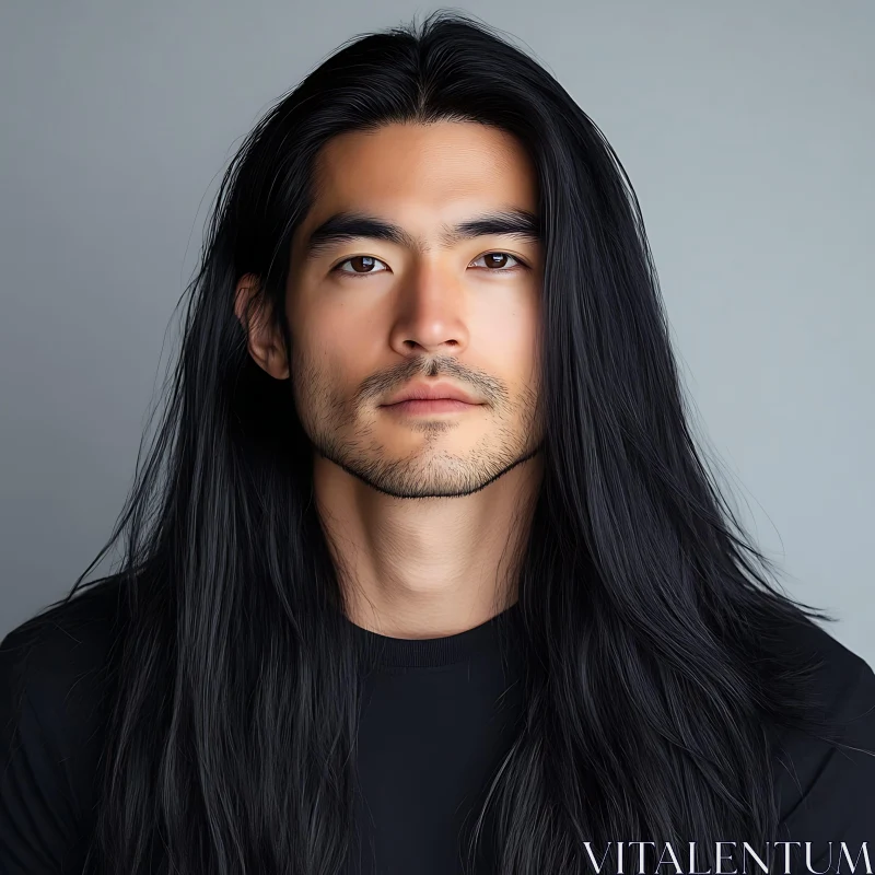 Calm Man with Flawless Hair AI Image