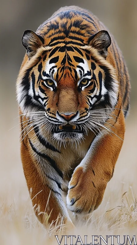 Close-Up of a Striding Tiger AI Image