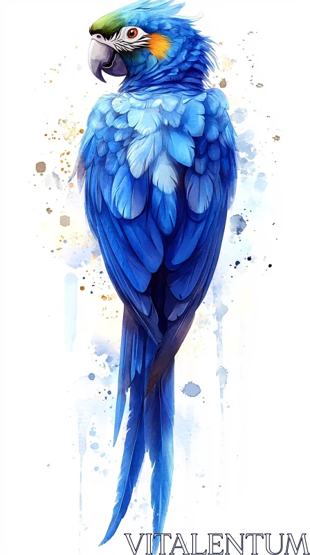 Vivid Blue Feathered Parrot Artwork AI Image