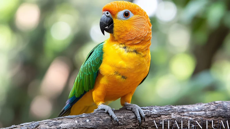 AI ART Colorful Parrot Perched on a Branch