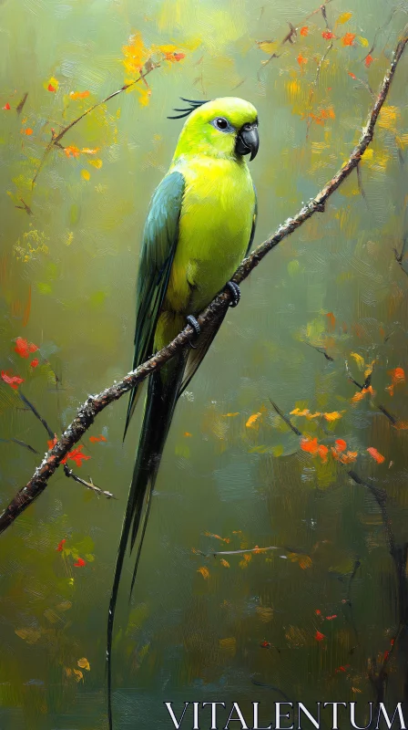 AI ART Vibrant Green and Blue Parrot