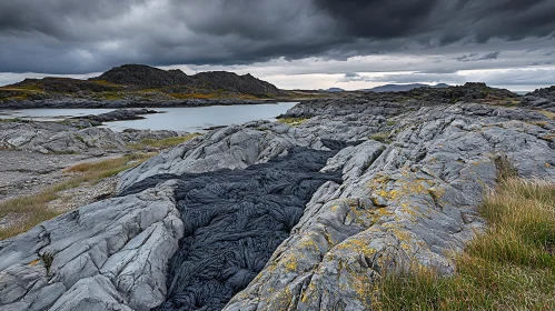 Rocky Landscape with Dramatic Clouds