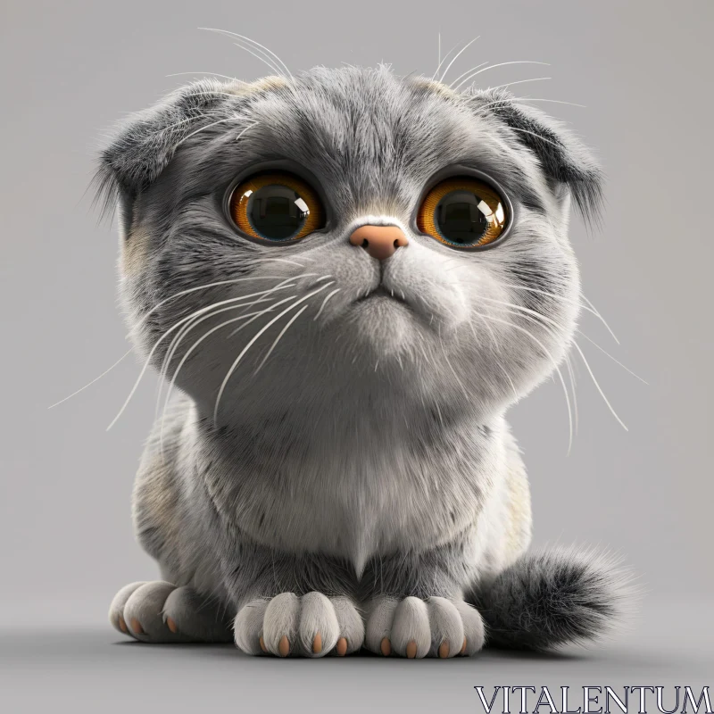 AI ART Adorable Grey Kitten Portrait