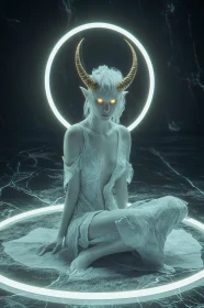 Enigmatic Horned Entity in Luminous Aura