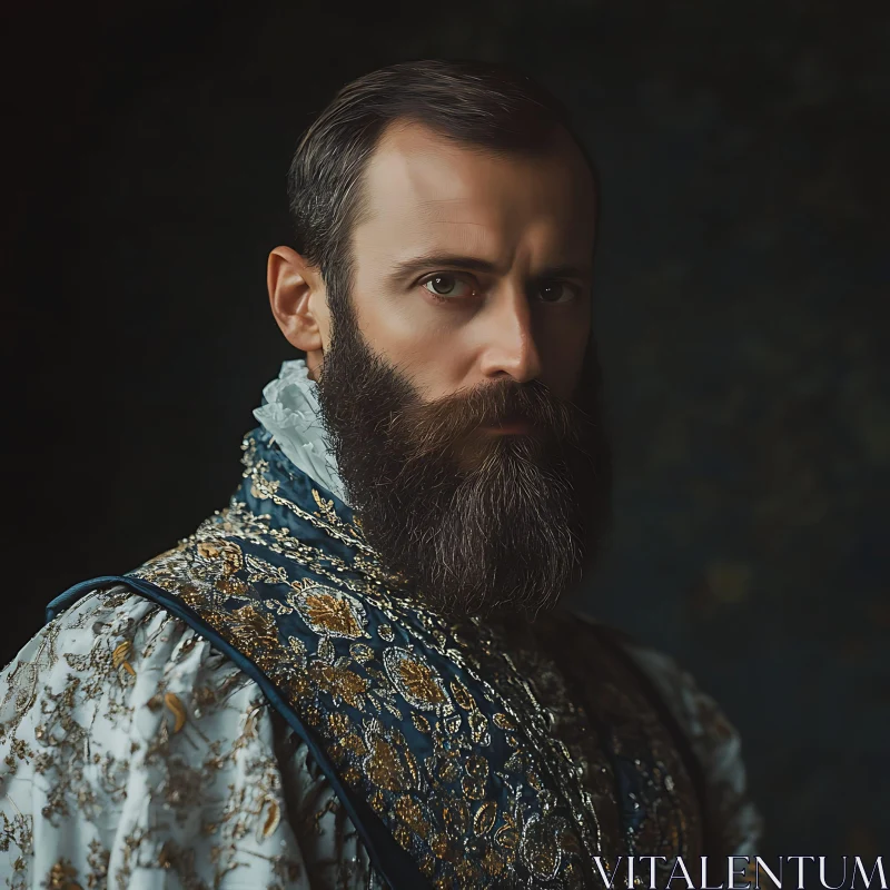 Nobleman with Richly Embroidered Clothing AI Image