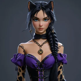 Feline Elegance: A Fantasy Character Portrait