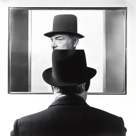 Man with Hat Reflection Illusion