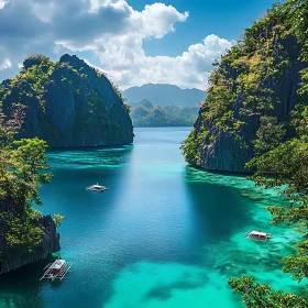 Pristine Lagoon Surrounded by Lush Cliffs