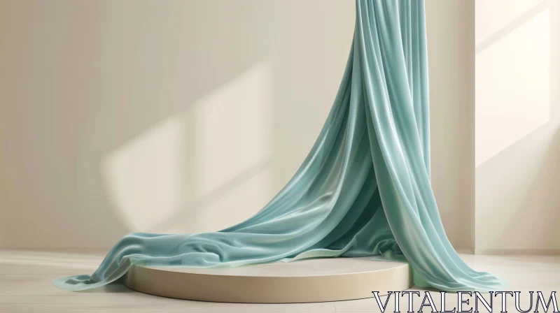 AI ART Teal Fabric Drapery in Minimalist Setting