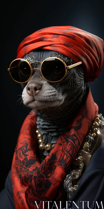 AI ART Styled Reptile in Fashionable Attire