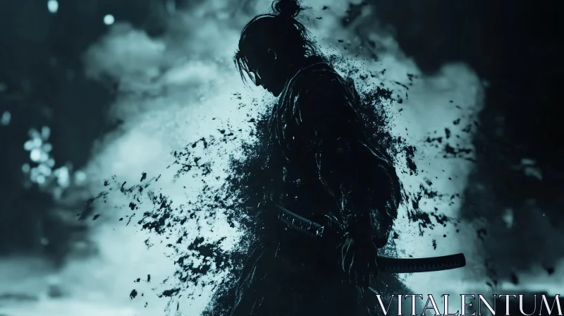 Silhouette of a Samurai in Shadow AI Image