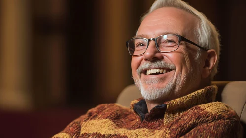 Smiling Elderly Man in Cozy Sweater