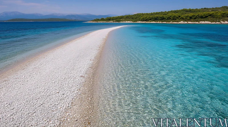 Turquoise Beach and Green Forest Landscape AI Image