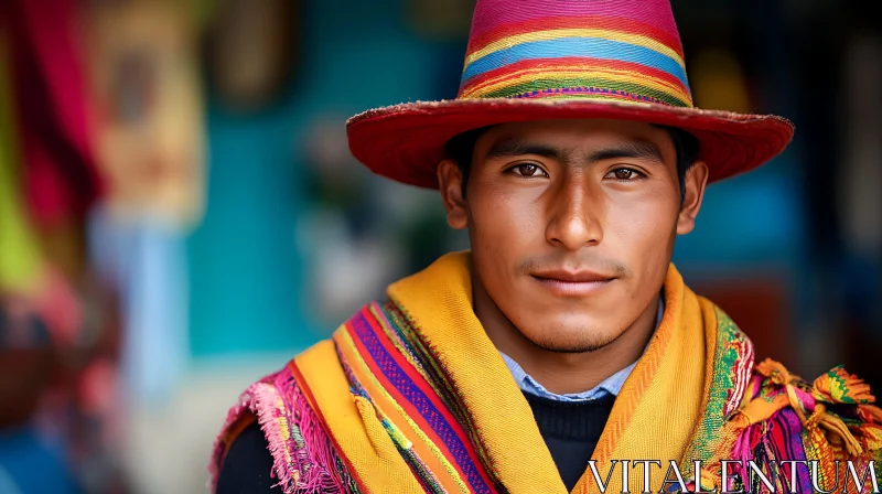 Vibrant Traditional Clothing Man Portrait AI Image