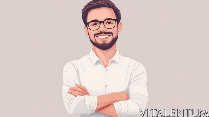 Confident Man Portrait with Glasses AI Image