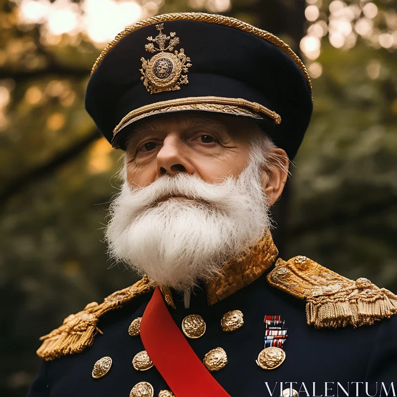 Distinguished Elder in Elaborate Navy Attire AI Image