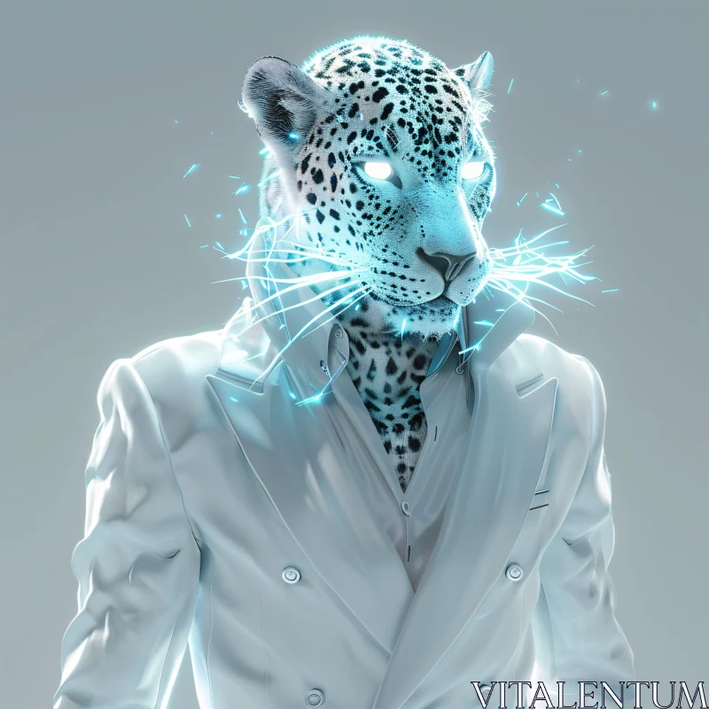 AI ART Leopard in Cyber Fashion