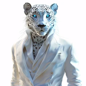 Stylish Feline in White Suit