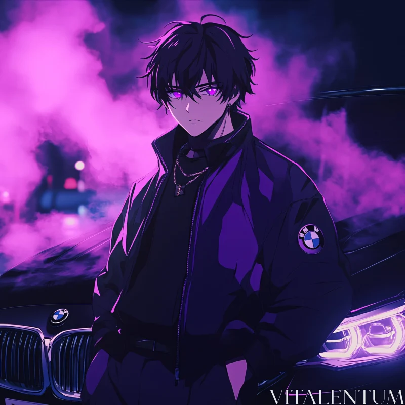 AI ART Purple Night Anime