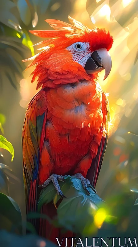 AI ART Colorful Parrot on Branch