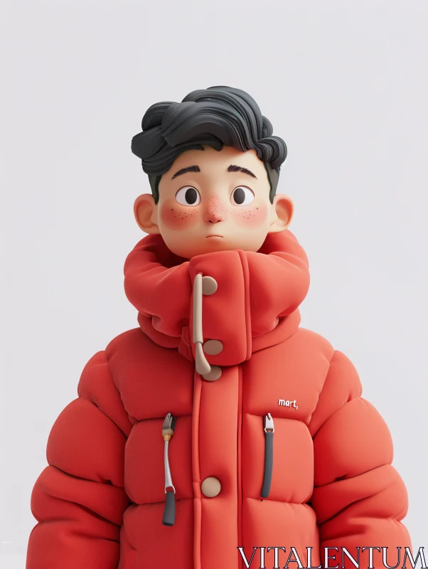 AI ART 3D Cartoon Character with Red Jacket