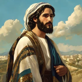 Ancient Biblical Figure in Traditional Clothing