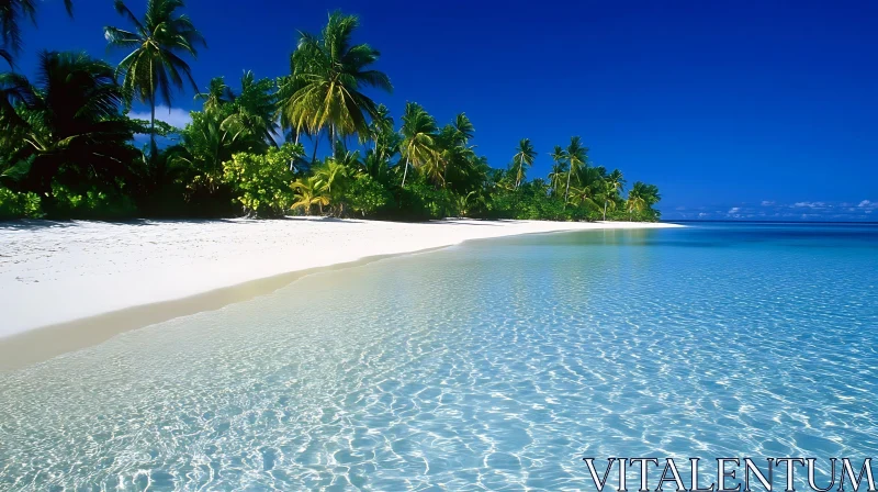 Idyllic Tropical Island Beach Scene AI Image