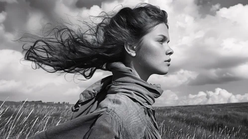 Windswept Woman in Nature