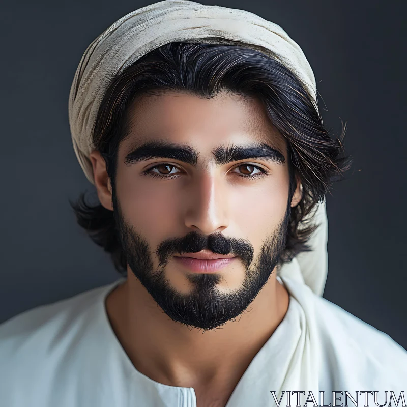 Young Man in Headscarf Portrait AI Image