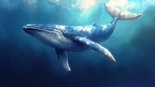 Serene Blue Whale in Marine Waters