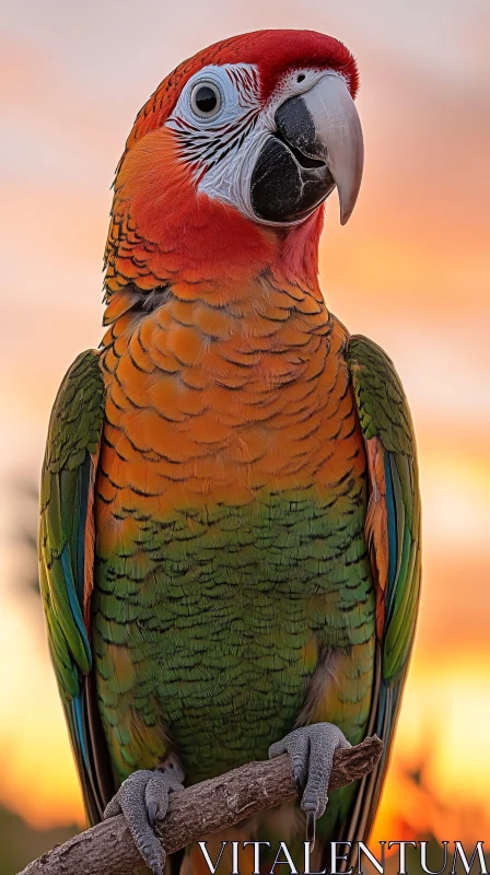 Vibrant Parrot's Sunset Silhouette AI Image