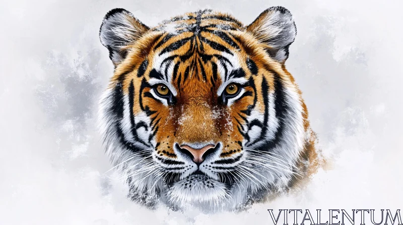 Epic Tiger Face Illustration in Snow AI Image