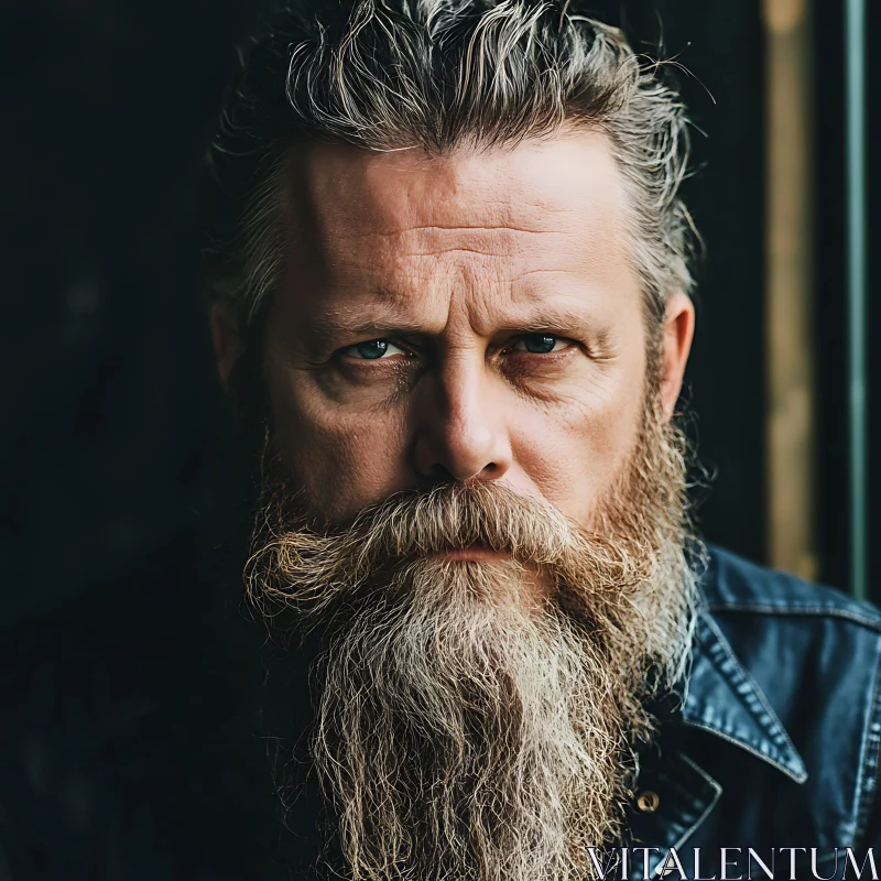 Rugged Portrait of a Mature Bearded Man AI Image