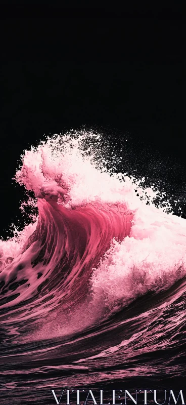 Surreal Pink Oceanic Wave Artwork AI Image